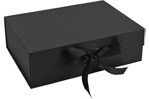 HEAVENLIFE Pudełka prezentowe z zamknięciem magnetycznym ze wstążką, duże pudełko prezentowe z pokrywką na prezenty, luksusowe składane opakowanie na prezent, dekoracyjne pudełko na Boże Narodzenie, urodziny, ślub, rocznicę, festiwal, czarne