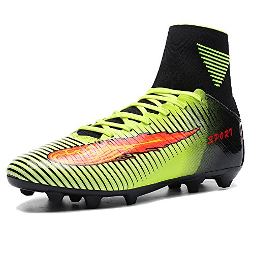 AKALI Crampons High Top Chaussures de football Homme,Vert,Violet,Orange