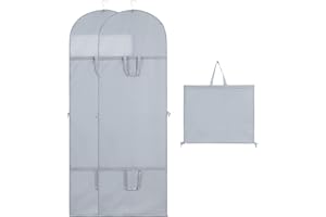 Niviy Kleidersack Lang Grau Brautkleid Kleiderhüllen PEVA Staubdicht Mit Sichtfenster Faltbarer Tragbarer Seitlicher Reißverschluss,für Anzüge Kleid Anzugtasche Business Reise 2 PCS 60x180CM