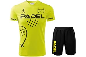 ZENA Kit Maglia Calzoncini Fluo Padel t-Shirt Paddle World Smash Tennis Gara