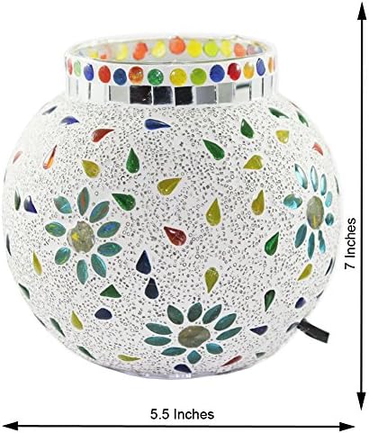 Edivine's Diffuser/Candle Holder/CROCK shaped Handcrafted Festive Home Decor Mosaic Glass Candle Stand with round base Votive Tealight Holder, (DESIGN #02)