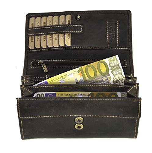 Preisvergleich Produktbild Damen Geldbörse lang vegetabil gegerbtes Hunterleder Jockey Club Toro braun