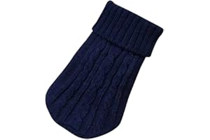 Doublehero Haustier Kleidung Herbst Winter Strickpullover Kostüm Jacke Mantel Rollkragen Warm Hundebekleidung Katze Kleiner Hunde Pulli Hemden Shirts Niedlich Haustierkleidung (M, Navy)