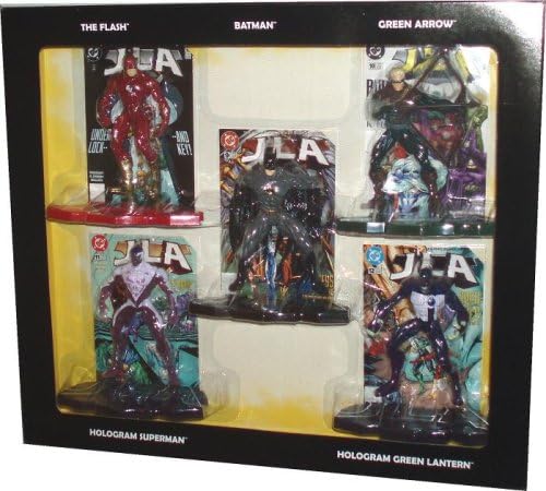 DC 1998 JLA Justice League of America - The World's Greatest DC Comics Super Heroes 5 Inch Tall Action Figure Collection with Display Base - Batman, The Flash, Green Arrow, Hologram Superman and Hologram Green Lantern