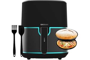 Cecotec Friteuse à Air sans Huile de 5,5 L Cecofry Fantastik Inox 5500 Pack. 1500W, Technologie PerfectCook, 9 Modes de Cuiss
