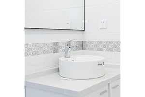 FUNLIFE Adesivi per bordo carta da parati, bordo geometria adesiva adesiva per decorazione fai da te domestica, 10x200cm, marocchino grigio