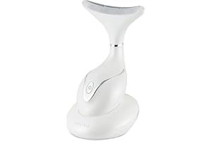 VRAIKO Iris Massaggiatore per Collo e Viso,Strumento di Sculpting Faciale con Base di Ricarica,Massaggio Microcorrente per Sollevamento,LED Triple-Action e Termico per Migliore Assorbimento (Bianco)