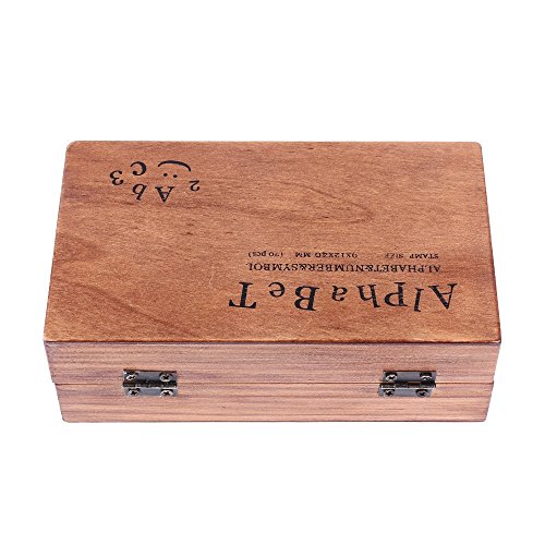 TRIXES Gummi-Stempel Set mit Holzgriffen mit 70 Buchstaben Stempeln Groß- und Kleinbuchstaben Alphabet Zahlen und Symbole - 5