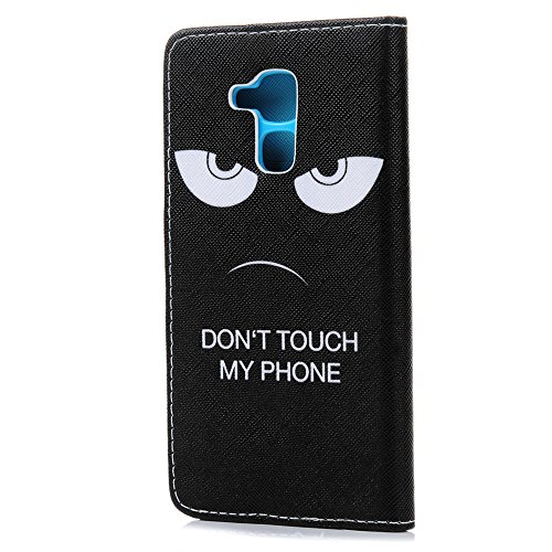 Badalink Huawei Honor 5c Hülle Schutzhülle PU Ledertasche Don’t Touch My Phone Muster Huawei Honor 7 Lite/Huawei GT3 Flip PU Leder Wallet Case Etui Schale mit Magnetverschluss Stand Halter Falten Standfunktion und Cardslots Kredit Karte Kartenfächer Schwarze Augen Cover Schale - 4