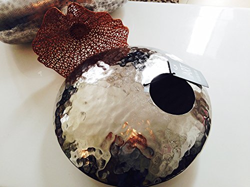 Dekovase, Vase, Dekoobjekt UFO, silber gehämmert, Handarbeit, 32 cm - 3