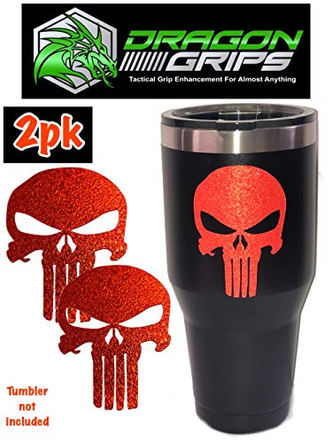 Preisvergleich Produktbild Punisher Skull Griptape Aufkleber für Trinkgläser, Handyhüllen, Laptoppistole, orange Chrome