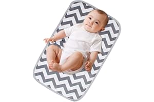 KAIAIWLUO Changing Mat for On the Go, Portable Travel Baby Nappy Mat Foldable Waterproof Changing Mat with Grey Waves for Babies Toddlers Newborns