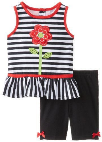 Kids Headquarters Baby-Girls Infant White Striped Top with Bermuda Shorts, Black/White, 12 Months Color: Black/White Size: 12 Months
