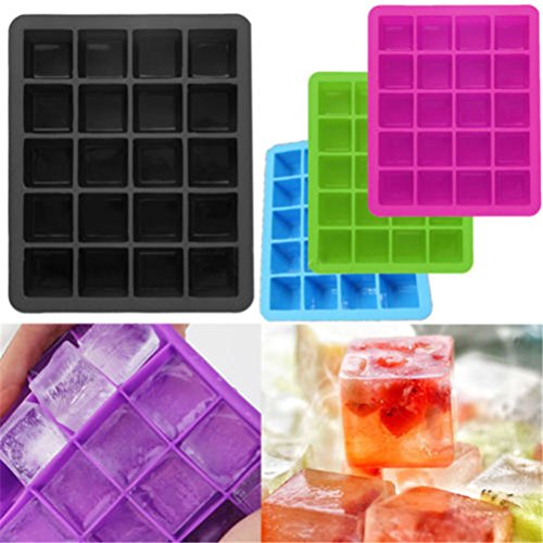 40er Pack Eiswürfelformen 2,5 cm Eiswürfel Silikonformen, Whiskyquadrate, Eiswürfelbereiter, 20 pro Schale, 2er Set. - 5