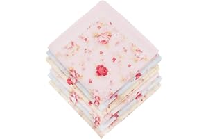 HOULIFE Femme Mouchoirs Tissu en Pur Coton 45 X 45cm Motif Rose pour Usage Quotidien Lot de 3 Pièces,Multicolore,Taille unique