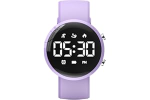 Focwony Digitale Fitness-Tracker-Uhr für Kinder, wasserdichte Armbanduhr mit Schrittzähler/Distanz/Kalorien/Stoppuhr/Wecker, tolles Jungen, Mädchen, Kinder und Teenager (Lila)