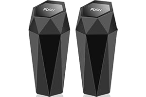 Nayubo Car Trash Can with Lid Mini Leak Proof Garbage Can Organizer Car Accessories Interior Diamond Design Small Vehicle Trash Bin for Automotive Car Office Home Kitchen, 2PCS (Black)