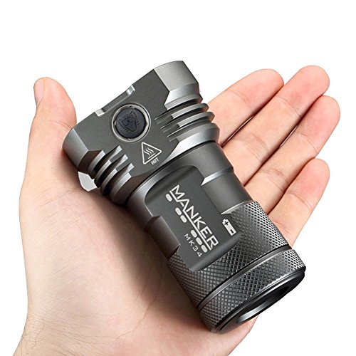 Manker MK34 Led Taschenlampe 12 Nichia 219B oder 12 Cree XP-G3 Emitter Lauf von 3 18650 Batterien Max. Ausgabe 8000 Lumen Max. Strahlentfernung 280m (Nichia 219C Version + 18650 battery*3pcs) - 3