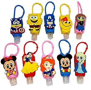 Shopkooky Hand Sanitizer with Cute Cartoon Character Cap for Protection Against Germs -50 ml Each , Pack of 6