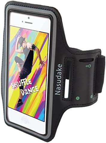 Nasudake Running Armband for iPhone 7/6/6s Plus, Samsung Galaxy S6/S7, Sweatproof 5.7” Screen Protector with Key Card Holder for Gym(Adjustable Velcro Band 9.8"-16.1" Finger Touch Supported) (Black)