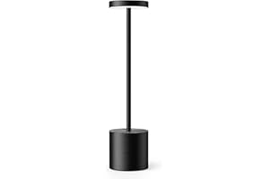 HYMZP Lampada da tavolo LED senza fili Ricaricabile, IP54 Uso Interno/Esterno 5000mAh batteria, Corpo in Alluminio-Nero