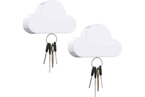 Dadanism Portachiavi Magnetico da Muro [2 PZ], Autoadesivo Magnetico per Chiavi da Parete, Organizer per Chiavi, Appenbiabiti da Parete, in Plastica ABS Resistente e Robusto - Bianco