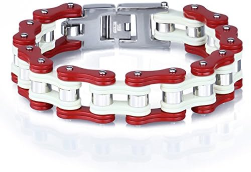 Leadcin Men's Chain Bracelet 316L Stainless Steel Curb Link 15mm Width, Silver Color