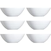 Luminarc Set of 6 Opal Glass Harena Bowls, 16 cm | White, Opal Glass, Conical Shape, Gloss Finish, 16 cm, 6 Pieces, Microwave