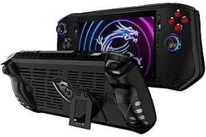 QINOUK Étui pour MSI Claw, Case en TPU Souple avec Support Intégré, Anti-Rayures et Résistant aux Chocs, Noir, Pour Jeux en Déplacement et à la Maison