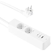 Amazon Basics Power Strip with 2 AC Outlets, 20W USB C Fast Charging, 2 USB C, 1 USB A Port, 1.6 m Extension Cord, Home, Offi