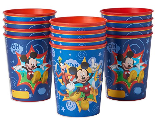 American Greetings Mickey Mouse Plastic Party Cups (12 Count), 16 oz