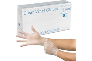 K-MART Clear Disposable Gloves, Food Grade Powder-Free Rubber Gloves, Multipurpose Hand Protection Gloves - Ideal for Cleaning, Cooking Gloves - Latex-Free (100, Large)