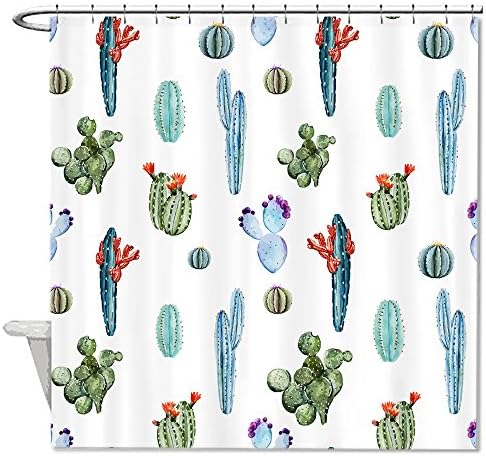 Iandsang Polyester Shower Curtain 72 X 72 Inch, Prickly Pear and Cactus