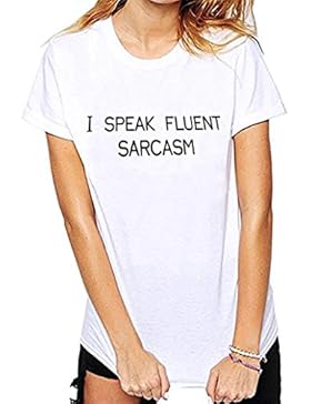 T-Shirt,Honestyi Räumungsverkauf,Frühling-Sommer Damen O-Asschnitt Kreativ Entwurf Mode Brief Drucken Oberteile...