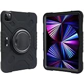 UnDePlus iPad Mini 7 (A17 Pro) Mini 6 ile uyumlu Kılıf Askılı Silikon Handle Ring Y&uuml;z&uuml;kl&uuml; Amour Tank Case Black Unity