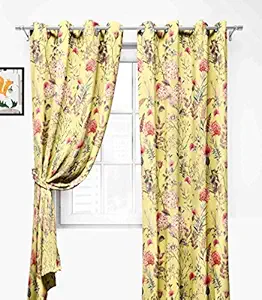 Lush Decor  Premium Polyester Fancy Floral Printed Curtains for Long Door 10 feet Pack of 2 (Yellow)