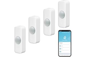 ZECAMIN Sensor de movimiento Smart, WiFi sensor de movimiento PIR infrarrojo para sistema de alarma, detector de sensor de contacto con monitor remoto de la app, notificación de alerta, compatible Alexa. 4PCS
