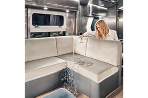 SYLC Caravan Seat Covers Waterproof Velvet, Motorhome Seat Cover with Elastic-band and Lacing, RV Sofa Cushion Cover for camper (Beige,W 100-125 cm, D 55-65 cm)