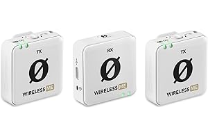 RØDE Wireless ME Dual Set: Kompaktes drahtloses Mikrofonsystem mit GainAssist-Technologie, integrierten Mikrofonen und 100m Reichweite für Filmemacher, Interviews und Content-Erstellung (Weiß)