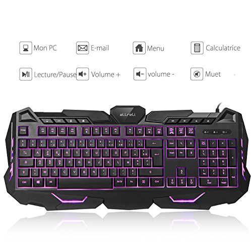 aLLreLi-K617-Clavier-Gaming-USB-Rtroclair-LED-3-Couleur-FR-Layout-Azerty