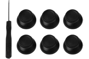 SORROWSO SHOTAY 6PCS Analog Stick Thumbsticks Thumb Stick Joystick Destornillador Juego de Herramientas Kits de Repuesto Negro para 4 Piezas de reparación del Controlador PS4 Negro