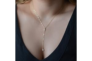 TseenYi Collier en Y bohème simple avec pendentif en strass pour femmes et filles