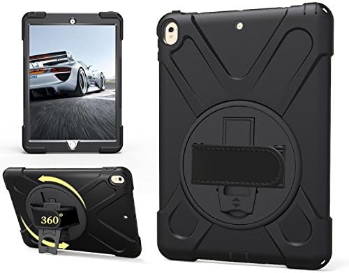 VISVEIL iPad Pro 10.5 Case With Cotton Strap, 360 Degree Rotating Stand Shock-Absorption / High Impact Resistant Hybrid Dual Layer Armor Defender Protective Case Cover Apple iPad Pro 10.5 Portable Tablet PC (Black)