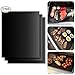 Produktbild Set von 3 wiederverwendbar BBQ Grill und Backen Mats - 100% antihaftbeschichtet Teflon Kochen Matte mit fda-certified Bericht, frei von PFOA - Cut to Fit jedes BBQ Grill oder als Ofen Backform Liners - Schwarz