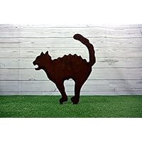 Sagoma da giardino in acciaio corten gatto spaventato