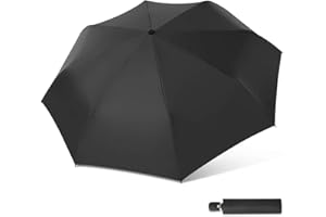 DORRISO Femme Automatique Parapluie Pliant Léger Compact Durable Parapluie Protection Solaire Anti-uv Confortable Portable étanche Ombrelle de Voyage Noir
