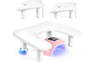 LIONVISON Bracciolo per manicure, colore bianco, regolabile in altezza, poggiapolsi per unghie, cuscino in pelle per principianti professionisti per manicure, salone di bellezza(Bianco)