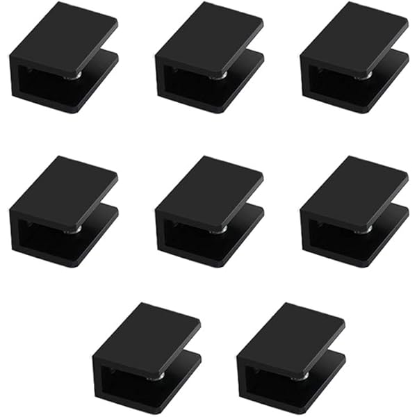 8-Pack 90 Degree Glass Clamps - Adjustable 9-12mm Shelf Brackets For Glass & Wood
