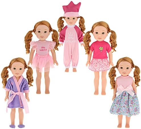 5pcs Doll Clothes Fits for 14" 14.5" American Girl Dolls Wardrobe Makeover Dollhouse Decor Cute