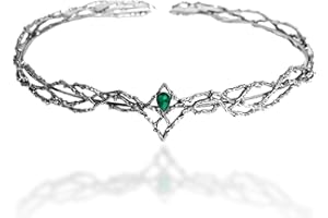 REYOK Elfo Corona di Cristallo, Plateado Strass Tiara, Diadema di Verde Retrò, Principessa Sposa Corona di Cristalli per Halloween Matrimonio Nozze Prom Costume Cosplay Festa Gioielli Regalo